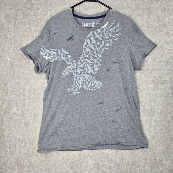 American Eagle Outfitters Classic Fit T-Shirt M/M Gray Eagle Graphic - Picture 1 of 5